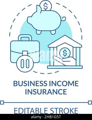 Business income insurance turquoise concept icon Stock Vector