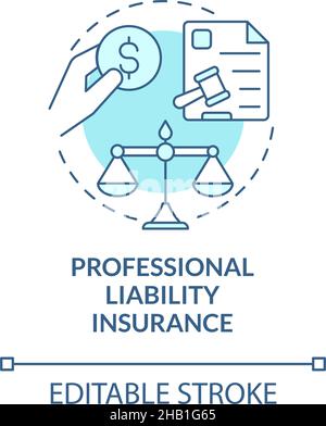 Professional liability insurance turquoise concept icon Stock Vector