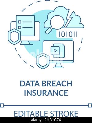 Data breach insurance turquoise concept icon Stock Vector