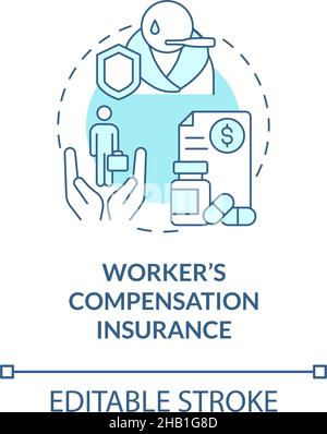 Workers compensation insurance turquoise concept icon Stock Vector