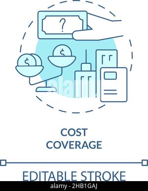 Cost coverage turquoise concept icon Stock Vector