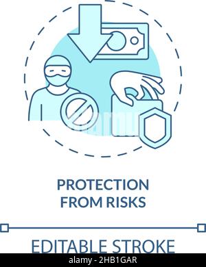 Protection from risks turquoise concept icon Stock Vector