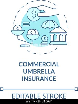 Commercial umbrella insurance turquoise concept icon Stock Vector
