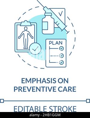 Emphasis on preventive care turquoise concept icon Stock Vector