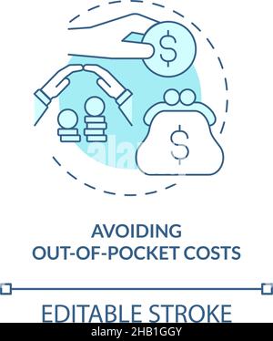Avoiding out of pocket costs turquoise concept icon Stock Vector