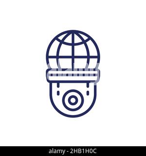 ip camera line icon on white, vector Stock Vector