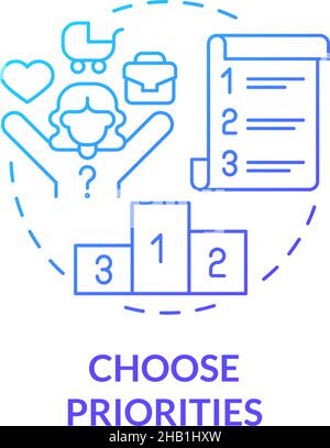Choose priorities blue gradient concept icon Stock Vector