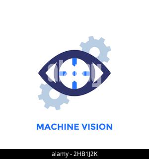 Machine vision icon with gears Stock Vector