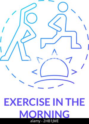 Exercise in morning blue gradient concept icon Stock Vector