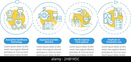 Insurance for employee perks blue circle infographic template Stock Vector