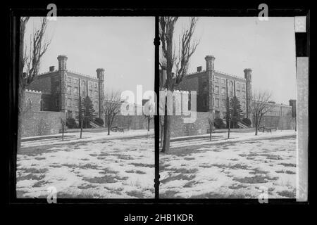 Brooklyn Kings County Penitentiary, Crown Street, Main Entrance, Brooklyn, Daniel Berry Austin, American, born 1863, active 1899-1909, Gelatin silver glass dry plate negative, 1907, county, penetentiary Stock Photo