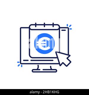 Financial calendar icon with euro Stock Vector