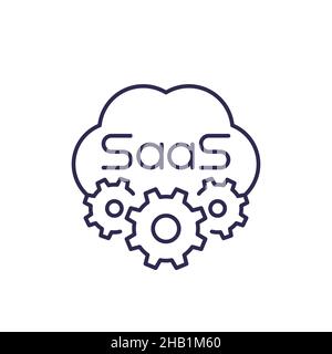 Saas icon, Software as a service line icon Stock Vector