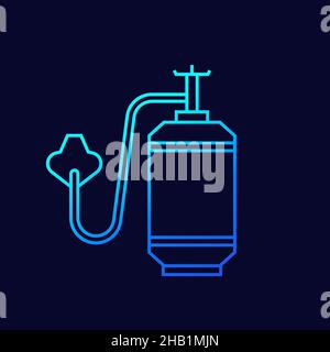 oxygen tank and mask icon, linear vector Stock Vector