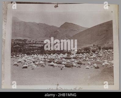 A Photogragh of a Photograph of a Royal Tent Encampment, One of 274 Vintage Photographs, Albumen silver photograph, late 19th-early 20th century, Qajar, Qajar Period, 5 1/16 x 6 7/8 in., 12.9 x 17.4 cm, camping, encampment, mountainous, photograph, photograph of a photograph, royal, rugged, tent Stock Photo