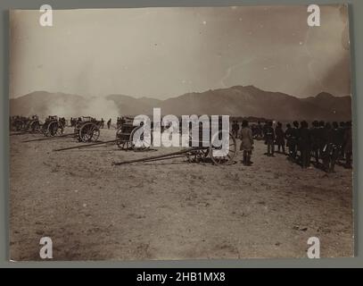 A Military Review with Cannons, One of 274 Vintage Photographs, Gelatin silver printing out paper, late 19th-early 20th century, Qajar, Qajar Period, 4 5/8 x 6 5/16 in., 11.8 x 16.0 cm, 19th century, battle, cannon, Iran, Middle East, military, Persia, photography, war, warfare technology Stock Photo