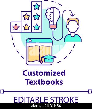 Customized textbooks concept icon Stock Vector