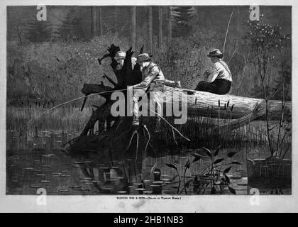 Waiting for a Bite, Winslow Homer, American, 1836-1910, Wood engraving, 1874, Sheet: 9 x 13 11/16 in., 22.9 x 34.8 cm, ndd Stock Photo