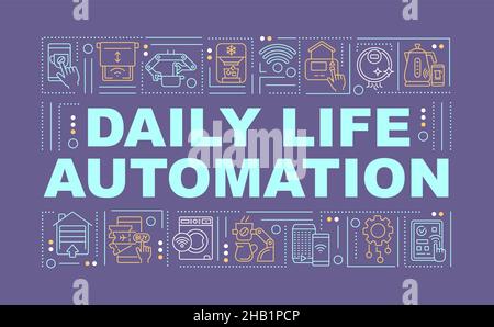 Daily life automation word concepts purple banner Stock Vector