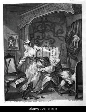 Before from 'Before and After', William Hogarth, British, 1697-1764, Engraving on laid paper, 1736, 16 7/8 x 12 15/16 in., 42.8 x 32.9 cm Stock Photo