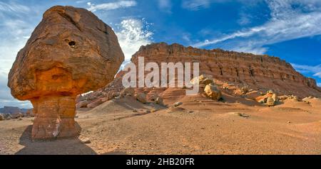 Balanced boulders at the base of Vermilion Cliffs in Glen Canyon Recreation Area Arizona. Stock Photo