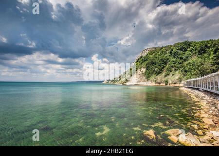 Amazing view from Kavarna, Bulgaria.Kavarna is a Black Sea coastal town and seaside resort in the Dobruja region of northeastern Bulgaria. Stock Photo