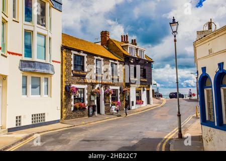 Seafood restaurant in the coastal town of Broadstairs, Thanet, Kent, UK Stock Photo