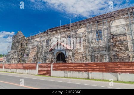 Parroquia de San Pedro Apostol in Loboc village damaged by an earthquake, Bohol island, Philippines. Stock Photo