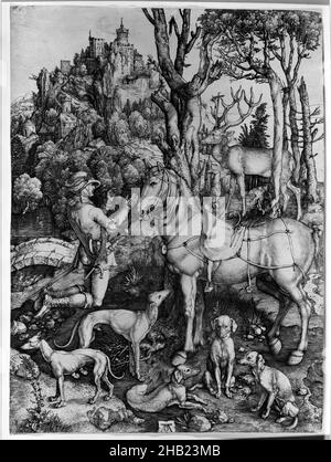 St. Eustace, Albrecht Dürer, German, 1471-1528, Etching on laid paper, 1561, 14 1/8 x 10 1/4 in., 35.8 x 26 cm Stock Photo