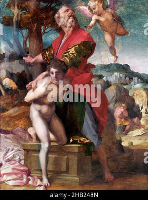 The Sacrifice of Isaac by Andrea del Sarto (Andrea d'Agnolo: 1486-1530), oil on wood, c. 1527 Stock Photo