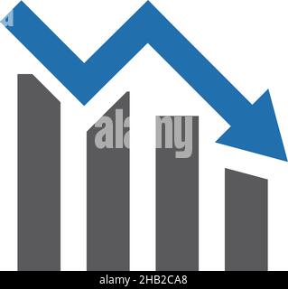 Low arrow and graph icon. vector. Vectors are perfect for displaying achievements and decreasing numbers. Stock Vector