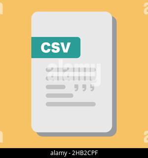CSV file with a yellow background. Flat vector icon. Stock Vector