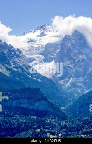 Rosenlaui Glacier and Wetthorn in the Swiss Alps in Bern Oberland region Stock Photo