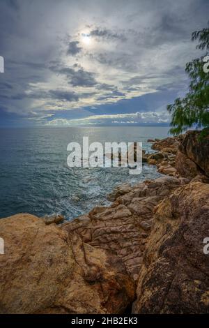 beautiful tropical beach petite anse kerlan on praslin island on the seychelles Stock Photo
