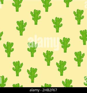 Cactus pixel art pattern seamless. 8 bit Cactus background. vector illustration Stock Vector