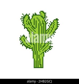 Cactus pixel art. 8 bit Cactus isolated. pixelated vector illustration Stock Vector