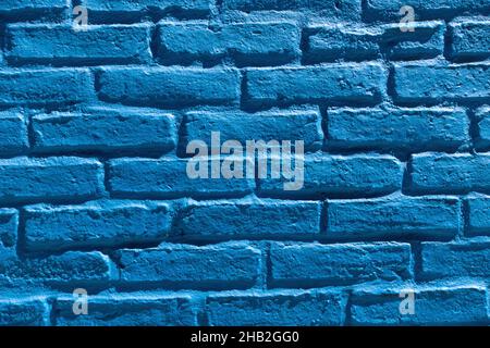 Blue painted brick wall Stock Photo