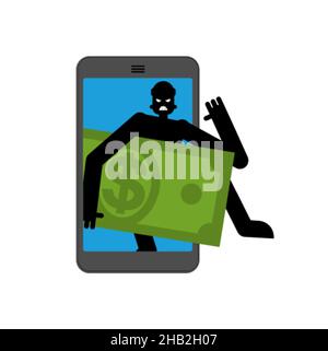 A cyber thief is stealing money with fishing rod from the laptop. Online  fraud concept. Phishing attack, fishing, hacker, web security, cyber thief  Stock Vector Image & Art - Alamy