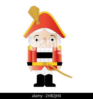 isolated illustration of a nutcracker with a saber on a white background Stock Vector