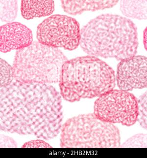 Brain halftone pattern seamless. Brains Pointillism background Stock Vector