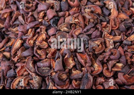 Dried Sliced Pears in Bulk. Dry fruit texture background. Stock Photo