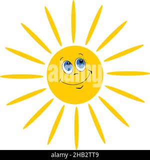 Smiling sun on white background Stock Vector