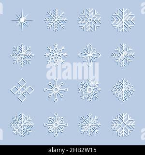 Set of snowflakes, vector illustration Stock Vector