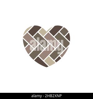 love shape with polygon wood logo design vector graphic symbol icon sign illustration creative idea Stock Vector