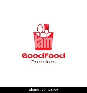 snack pack with spoon fork logo design vector graphic symbol icon sign illustration creative idea Stock Vector
