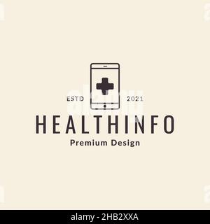 line smartphone with cross medical logo design vector graphic symbol icon sign illustration creative idea Stock Vector