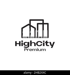 square triangle building line logo design vector graphic symbol icon sign illustration creative idea Stock Vector