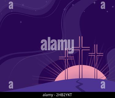 Religious Lenten season flat vector background Stock Vector
