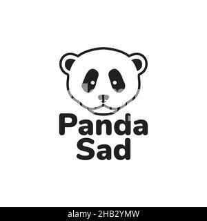 face cute panda sad logo design vector graphic symbol icon sign illustration creative idea Stock Vector