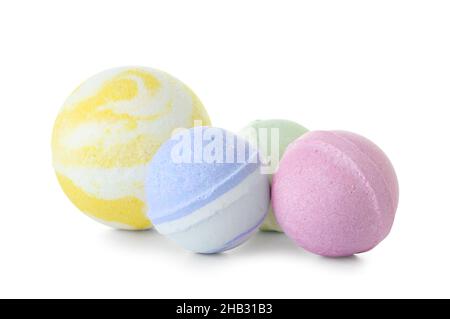 Different bath bombs on white background Stock Photo